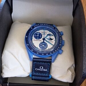 Omega Speedmaster  Bio-Ceramic Blue and White Chronograph Watch New Without Tags